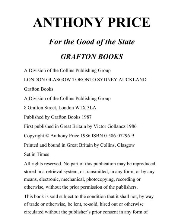Обложка книги «For the Good of the State»