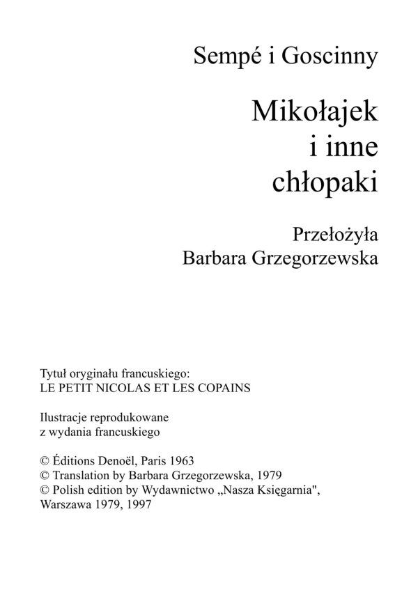 Обложка книги «Mikołajek i inne chłopaki»