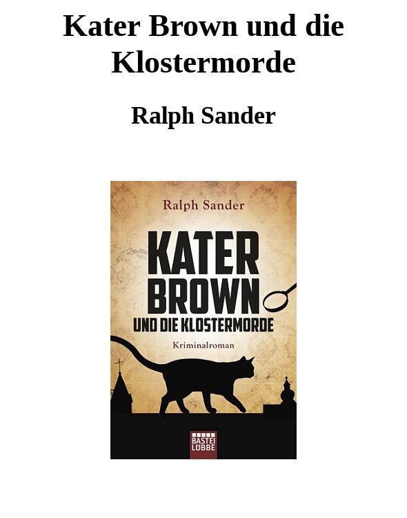 Обложка книги «Kater Brown und die Klostermorde»