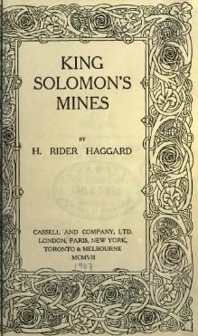 Обложка книги «King Solomon's Mines»