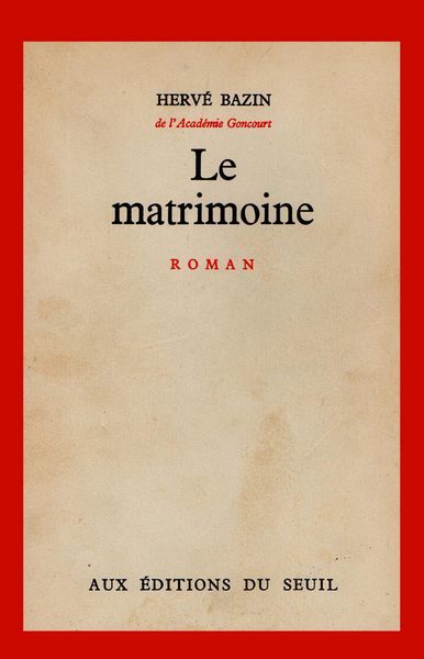 Обложка книги «Le matrimoine»