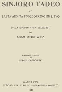 Обложка книги «Sinjoro Tadeo»