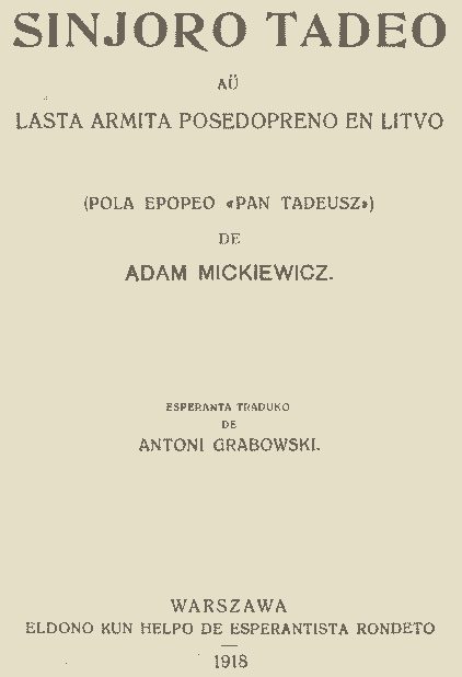 Обложка книги «Sinjoro Tadeo»