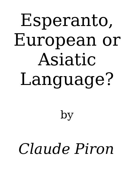Обложка книги «Esperanto: european or asiatic language?»
