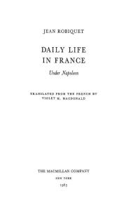 Обложка книги «Daily Life In France Under Napoleon»