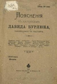Обложка книги «Пояснения к картинам Давида Бурлюка»