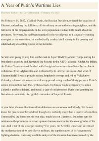 Обложка книги «A Year of Putin’s Wartime Lies»